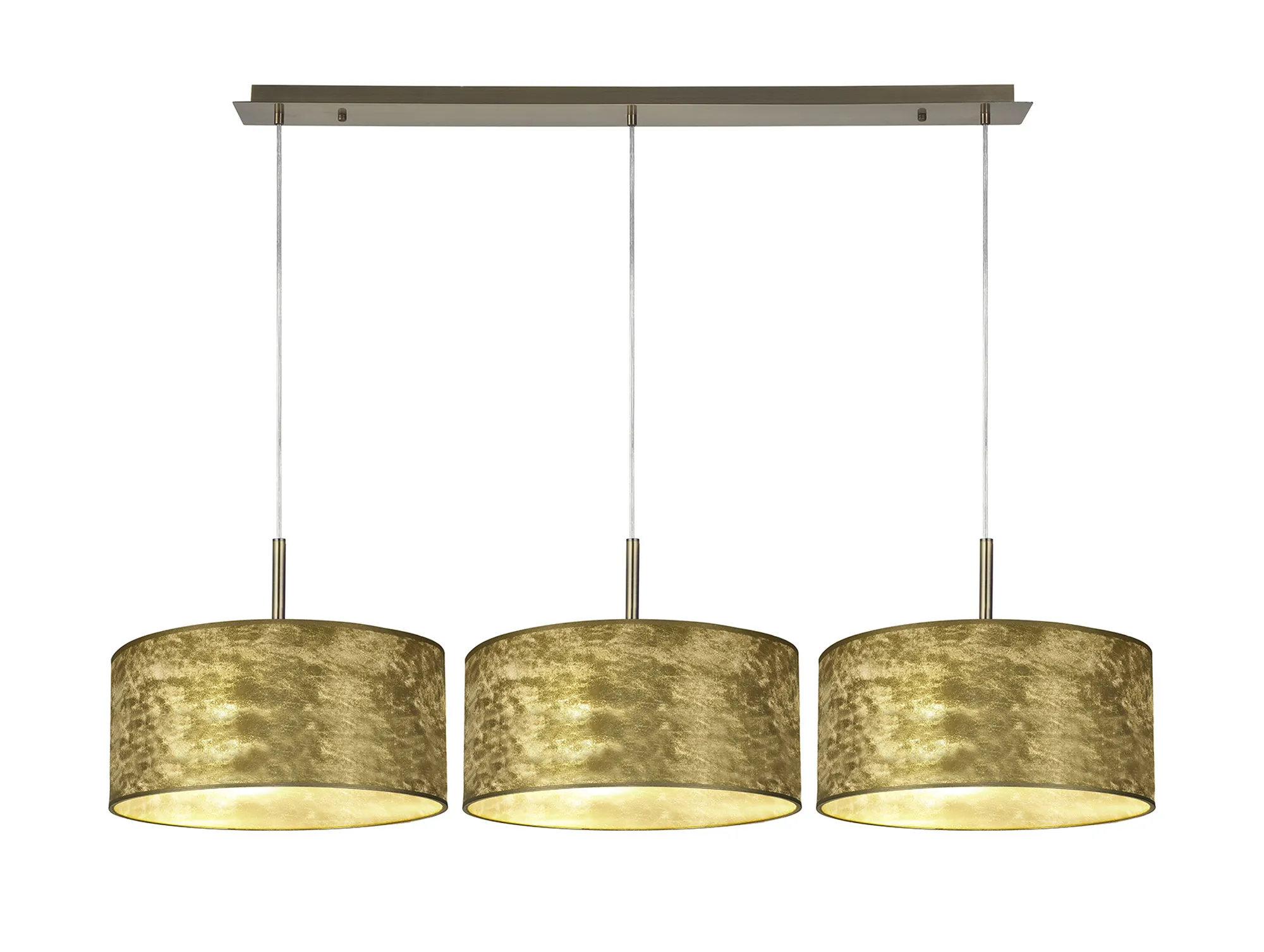 DK0842  Baymont 40cm Shade 3 Light Pendant Antique Brass, Gold Leaf
